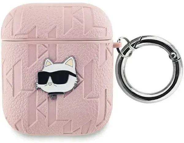 Karl Lagerfeld KLA2PGCHPP AirPods 1|2 cover różowy|pink Monogram Choupette Head