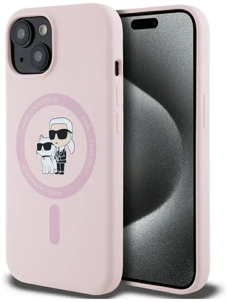 Case Karl Lagerfeld Silicone Karl&Choupette MagSafe for iPhone 15 Plus pink