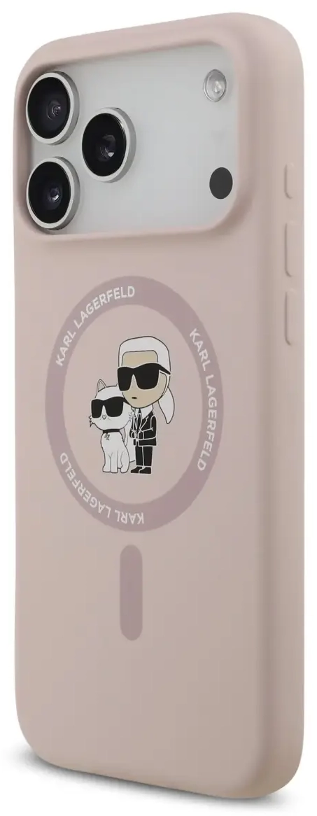 Karl Lagerfeld Liquid Silicone Karl and Choupette MagSafe Case for iPhone 17 Pro Max Pink