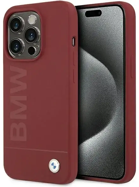 BMW BMHMP15LSLBLRE iPhone 15 Pro 6.1" czerwony|red hardcase Silicone Big Logo MagSafe