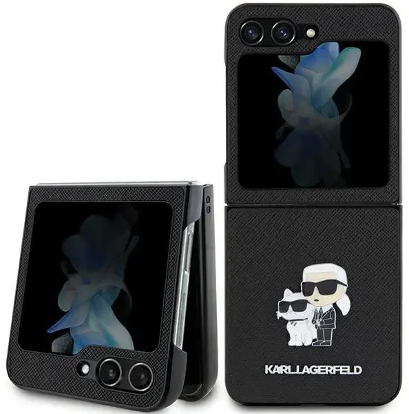 Karl Lagerfeld KLHCZF5SAKCNPK Sam Z Flip5 F731 hardcase czarny|black Saffiano Karl&Choupette Pin