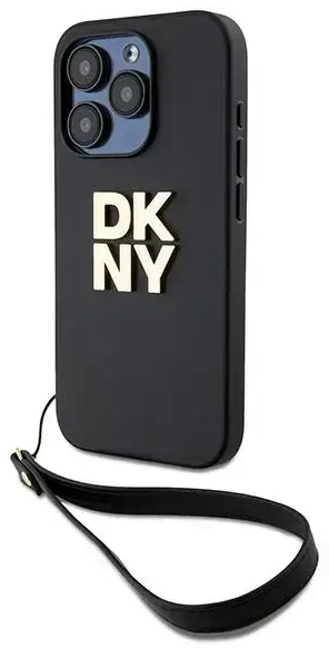 DKNY DKHCP15LPBSWSK iPhone 15 Pro 6.1" czarny|black hardcase Wrist Strap Stock Logo