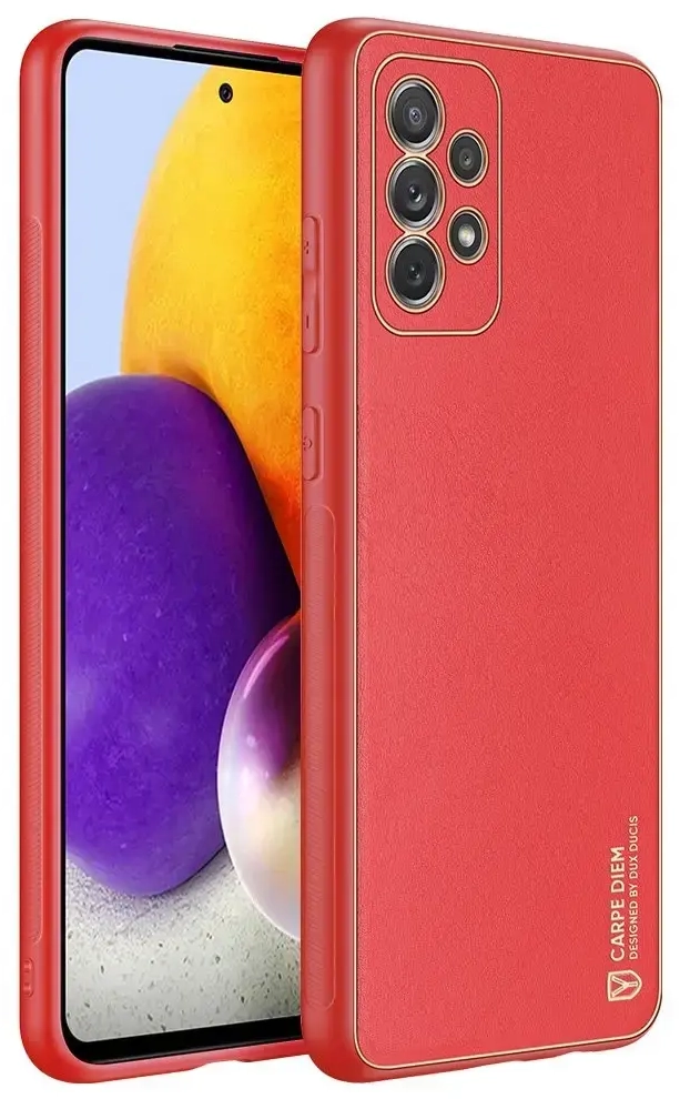 Dux Ducis Yolo elegant case made of soft TPU and PU leather for Samsung Galaxy A72 4G red