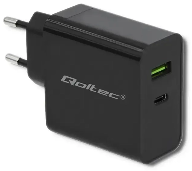 Qoltec Charger reisilaadija | 45W | PD | USB-C, USB-A | must