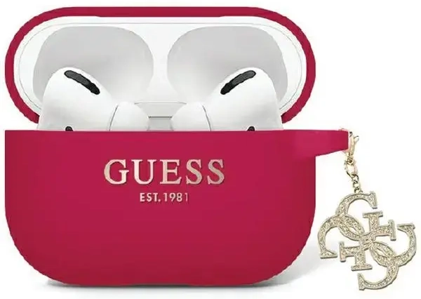 Guess GUAP2LECG4M AirPods Pro 2 cover purpurowy|magenta Liquid Silicone Glitter Triangle Charm