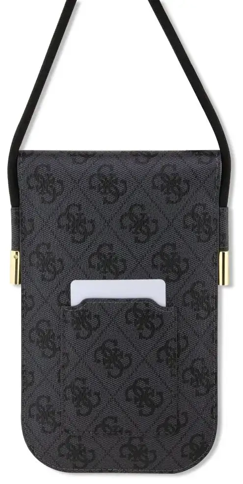Guess PU 4G Metal Logo Script Phone Bag Black