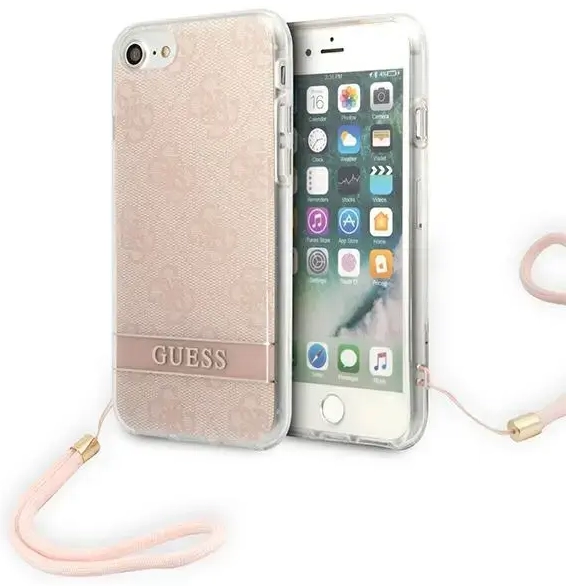 Guess GUOHCI8H4STP iPhone SE 2022 | SE 2020 | 7| 8 różowy|pink hardcase 4G Print Strap