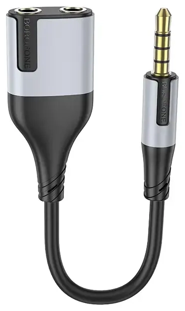 Borofone Cable BL19 Creator 2 in 1 - jack 3,5mm male to 2xjack 3,5mm female - 15 cm black