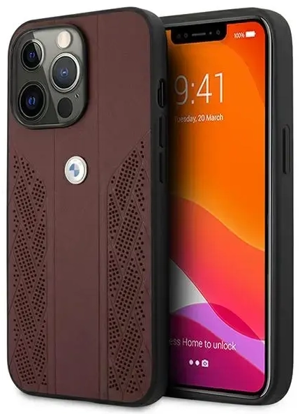 Etui BMW BMHCP13LRSPPR iPhone 13 Pro|13 6,1" czerwony|red hardcase Leather Curve Perforate