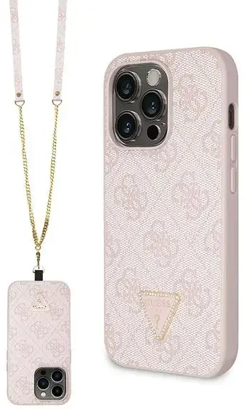 Guess GUHCP14LP4TDSCPP iPhone 14 Pro 6.1" różowy|pink hardcase Crossbody 4G Metal Logo