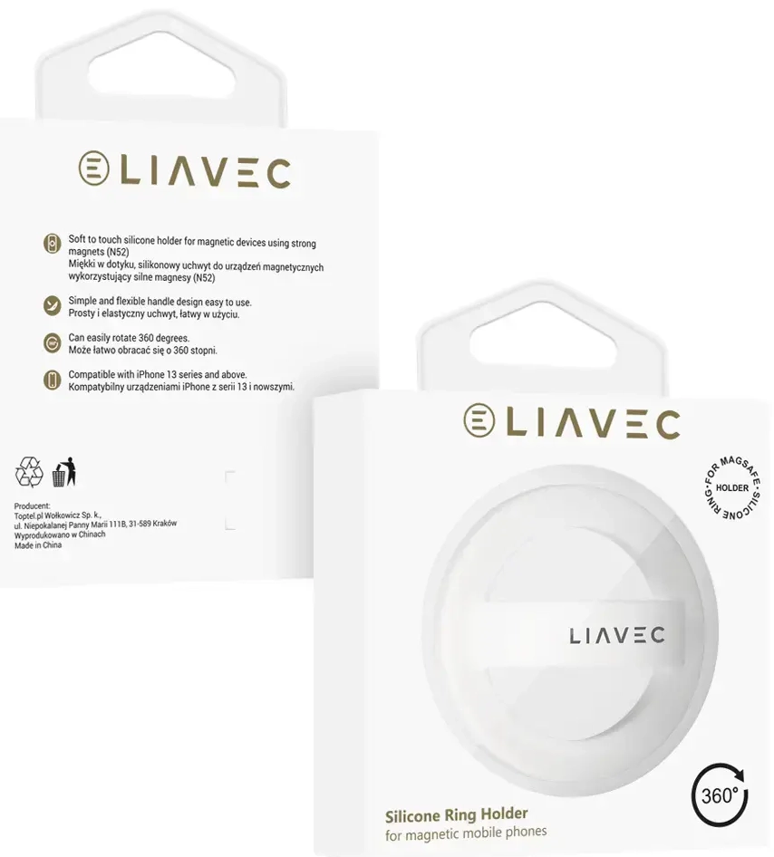 Liavec Ring Magsafe baltas