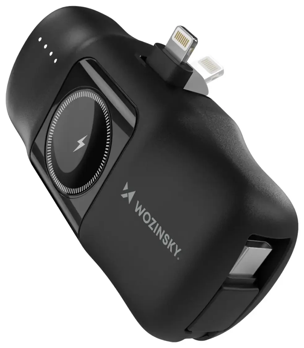 Wozinsky WF16-YLS ārējais akumulators (powerbank) | 5000 mAh | 15W | Lightning, USB-C, Apple Watch | melns