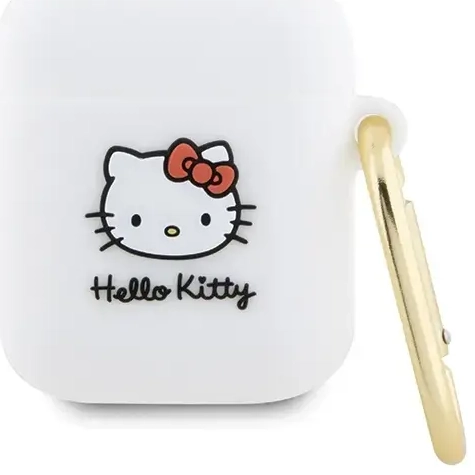 Hello Kitty HKA23DKHSH Airpods 1|2 cover biały|white Silicone 3D Kitty Head