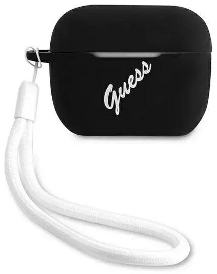 Guess GUACAPLSVSBW AirPods Pro cover czarno biały|black white Silicone Vintage