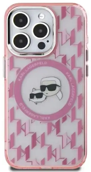 Karl Lagerfeld KLHMP15SHMCKMHP iPhone 15 6.1" różowy|pink IML Monogram Karl&Choupette Head MagSafe