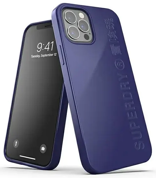 SuperDry Snap iPhone 12|12 Pro kompostuojamas dėklas tamsiai mėlynas 42627