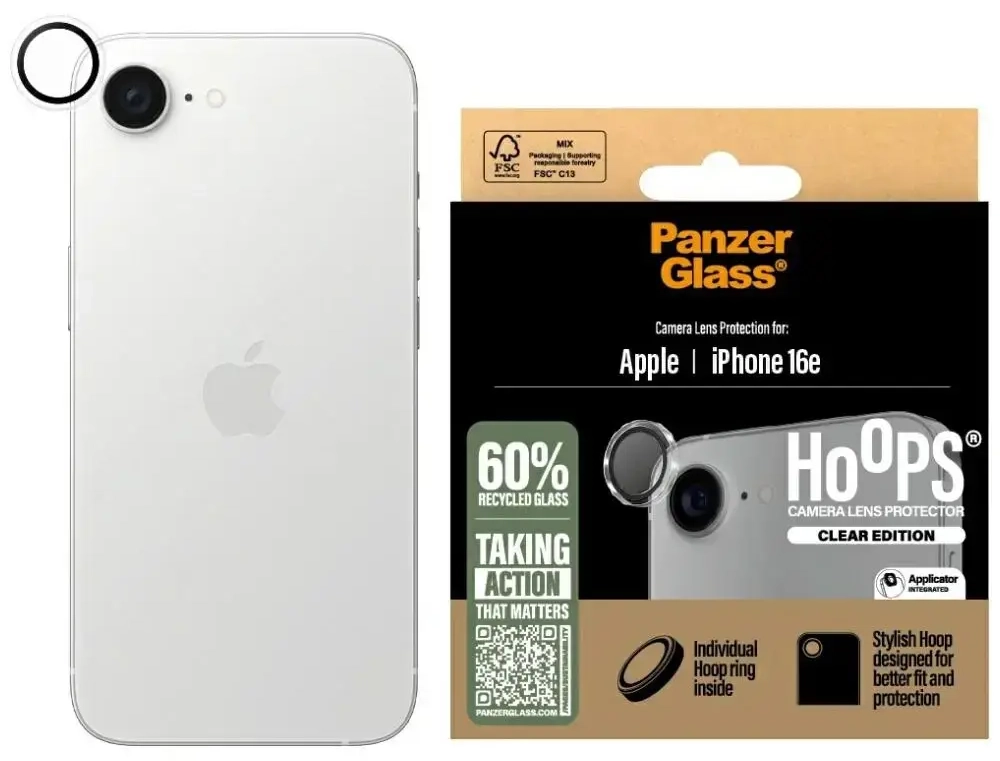 Szkło hartowane na obiektyw PanzerGlass   Hoops Lens Protector do iPhone 16e przezroczysty