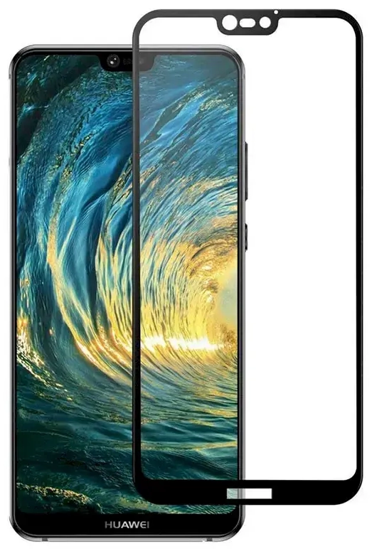 Fusion Full Glue 5D Tempered Glass Aizsargstikls Pilnam Ekrānam Huawei P20 Lite Melns