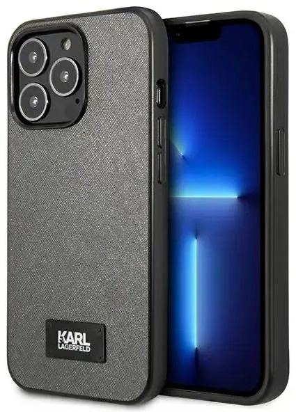 Karl Lagerfeld KLHCP13LSFMP2DG iPhone 13 Pro | 13 6,1" hardcase srebrny|silver Saffiano Plaque