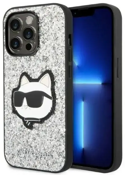 Karl Lagerfeld KLHCP14LG2CPS iPhone 14 Pro 6,1" srebrny|silver hardcase Glitter Choupette Patch
