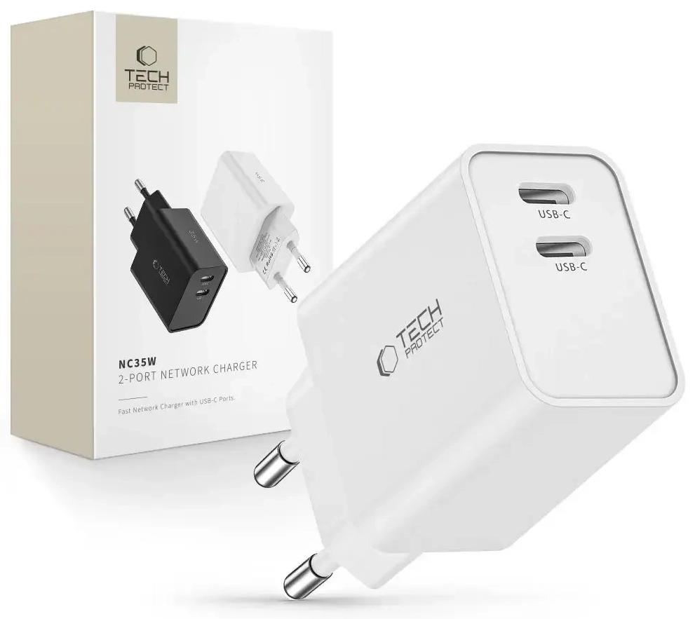 Tech-Protect C35W travel charger | 35W | PD | USB-C | white