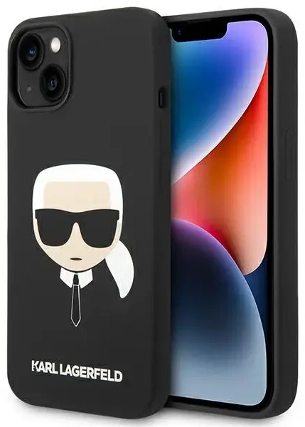 Karl Lagerfeld MagSafe Compatible Case Liquid Silicone Karl Head for iPhone 14 Plus Black