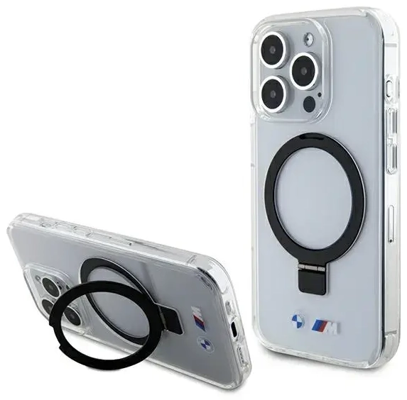 BMW BMHMP15LURST iPhone 15 Pro 6.1" przeźroczysty|clear hardcase Ring Stand M Collection MagSafe