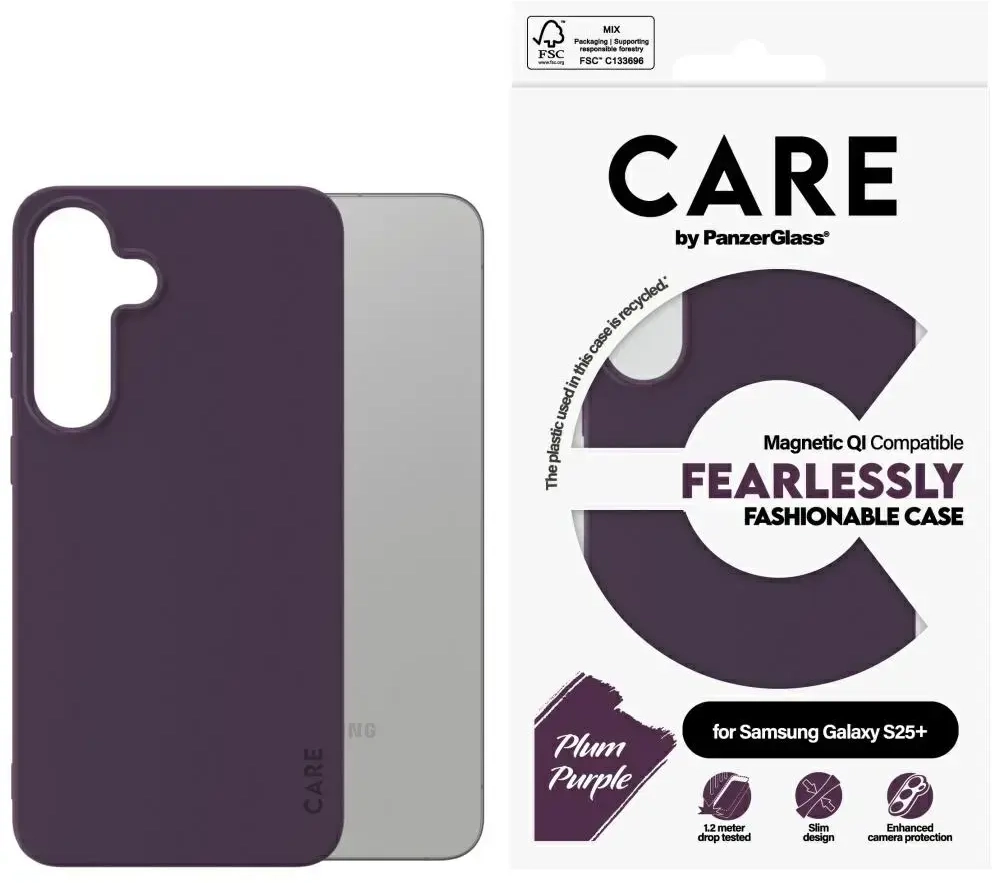 Etui CARE by PanzerGlass Fashion QI do    Samsung Galaxy S25+ fioletowy