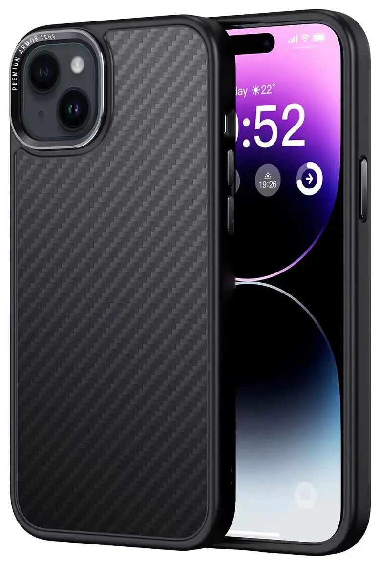 Comma Kevlar Mag phone case with MagSafe support for iPhone 15 Plus black