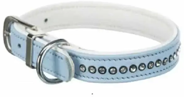 Collar : Trixie Active Comfort collar with rhine stones, S: 23-28 cm|15 mm, light blue