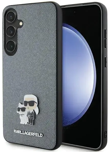 Karl Lagerfeld KLHCS24SPSAKCMPG S24 S921 hardcase szary|grey Saffiano Karl & Choupette Metal Pin