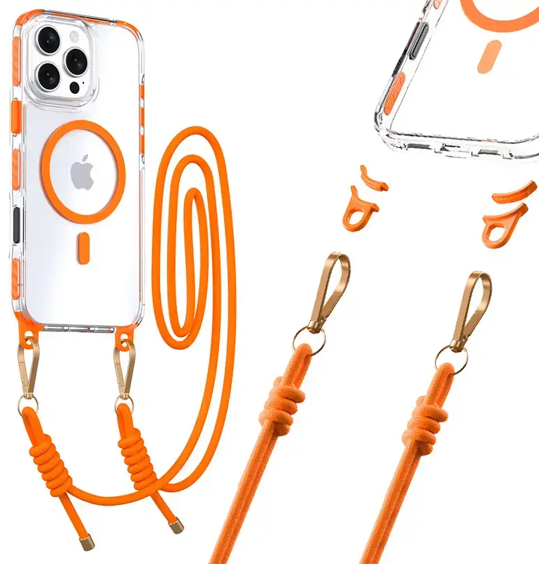 Tel Protect Strap Clear telefoni ümbris iPhone 15 oranž