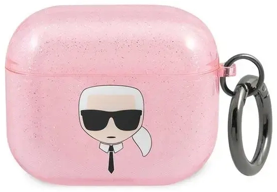 Karl Lagerfeld KLA3UKHGP AirPods 3 cover różowy|pink Glitter Karl`s Head