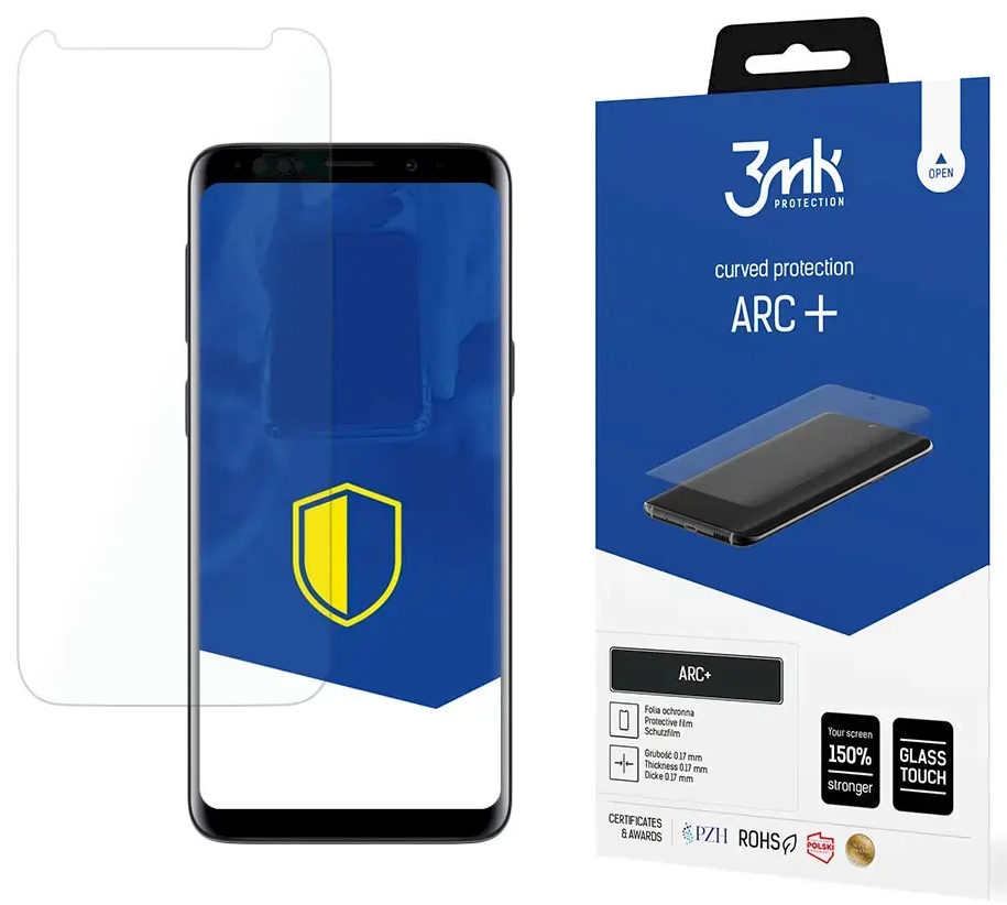 3mk ARC+ apsauginė plėvelė telefonui Samsung Galaxy S9 (G960) (suderinama su pirštų atspaudų jutikliu po ekranu)