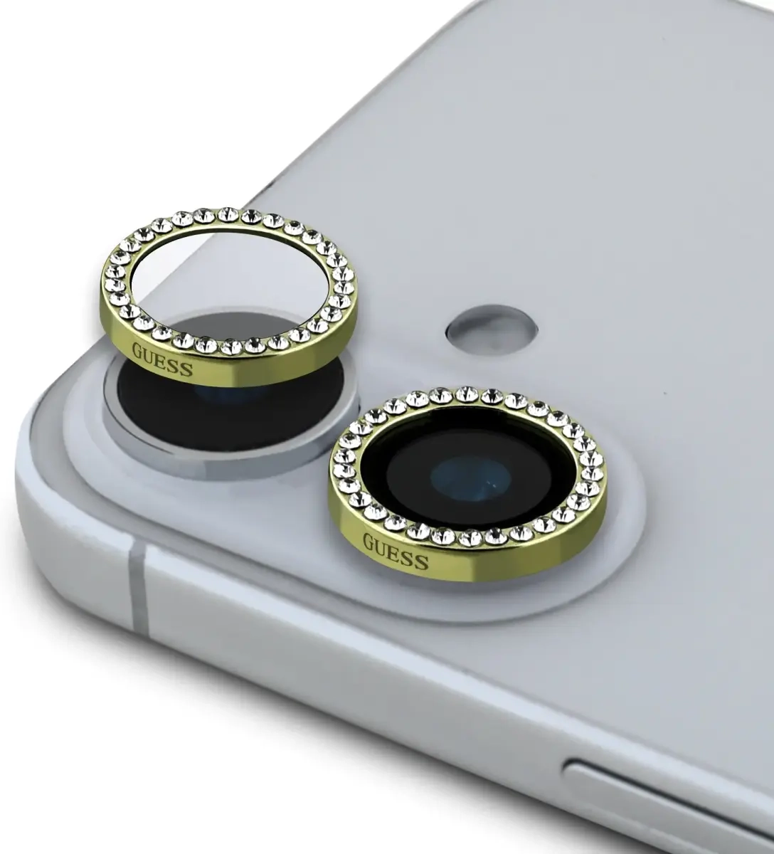 Guess Fixed Glliter ekrāna aizsargstikls priekš iPhone 16|16 Plus Gold