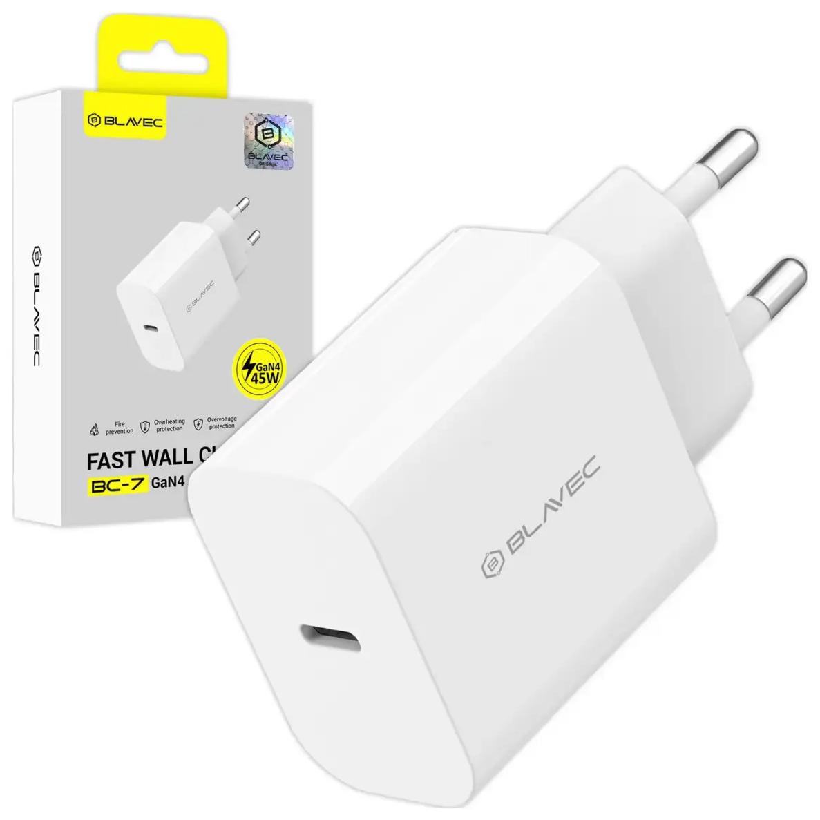Blavec Wall charger BC-7 GaN4 - Type C - PD QC 45W 3A (TCBC7G4-CW453A) white