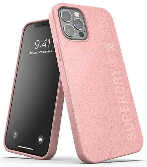 SuperDry Snap iPhone 12|12 Pro kompostuojamas dėklas rožinis 42621