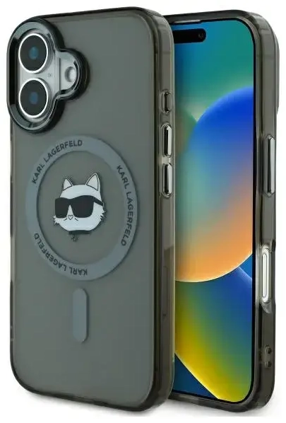 Karl Lagerfeld case for iPhone 16 6,1" KLHMP16SHLSCHK black Hard IML Metal Choupette Head MagSafe