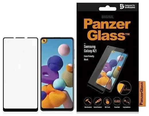 PanzerGlass kaitseklaas telefonile Samsung Galaxy A21 musta raamiga