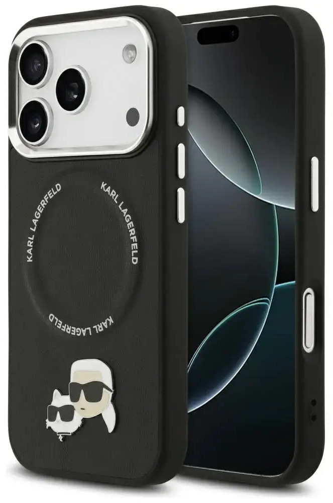 Karl Lagerfeld Karl & Choupette Pins MagSafe Case for iPhone 17 Pro Black