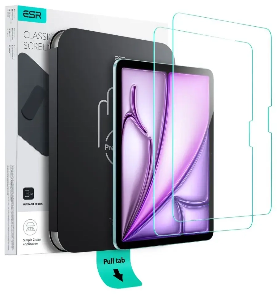 SZKŁO HARTOWANE ESR ULTRAFIT TEMPERED GLASS 2-PACK IPAD AIR 13” 1 | 2 | 2024-2025 CLEAR
