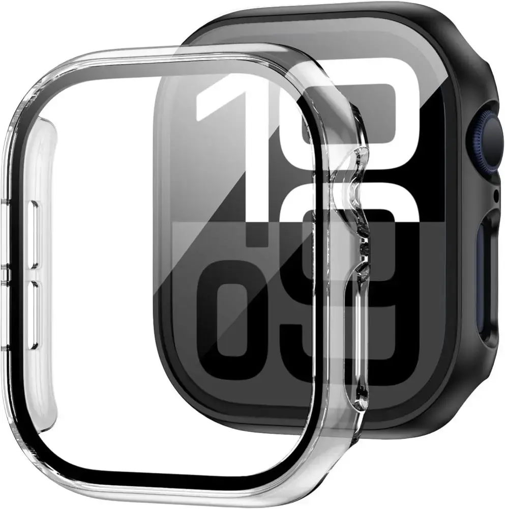 Tech-Protect Defense360 karastatud klaasiga ümbris Apple Watch 10 (42mm) jaoks - läbipaistev