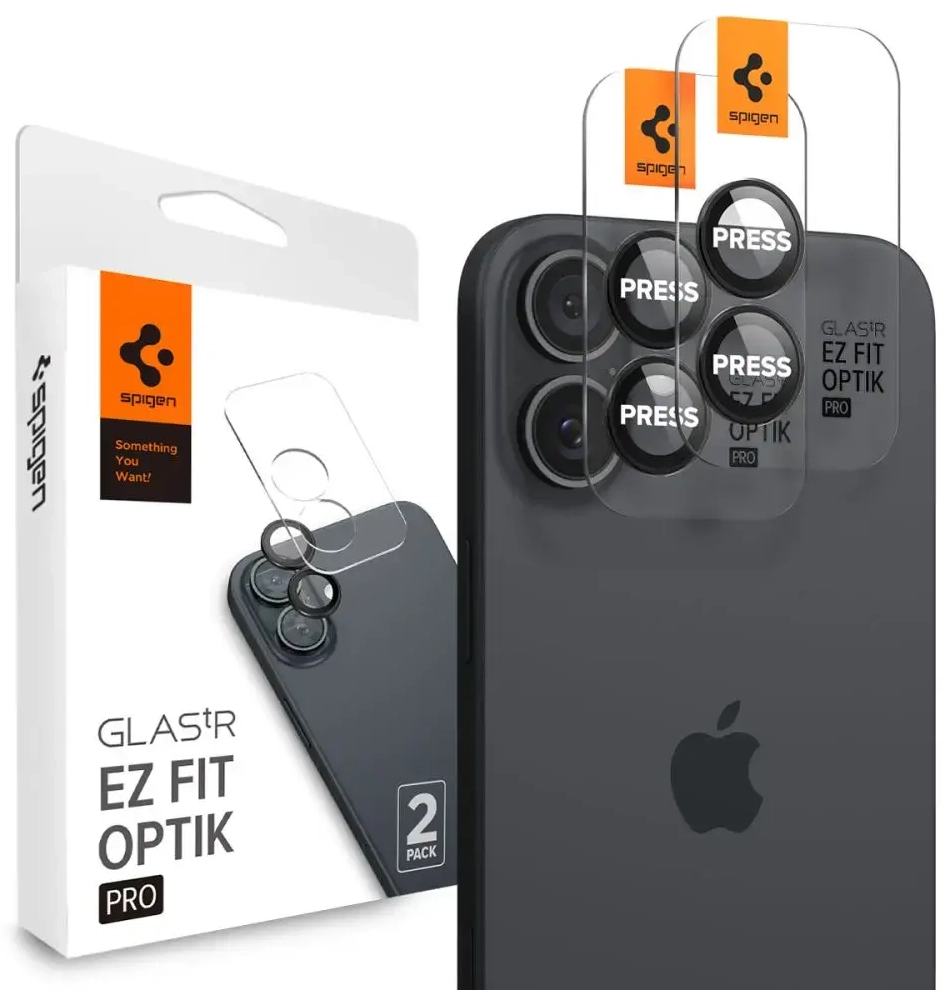 SPIGEN OPTIK PRO GLAS.TR "EZ FIT" KAMERAS AIZSARGS 2-PACK IPHONE 16 | 16 PLUS BLACK