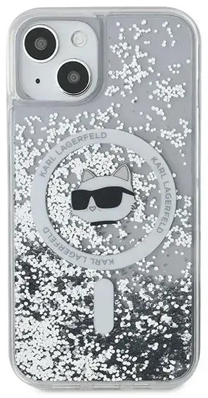 Karl Lagerfeld KLHMP12MLGCHSGH iPhone 12|12 Pro 6.1" hardcase transparent Liquid Glitter Choupette Head Magsafe