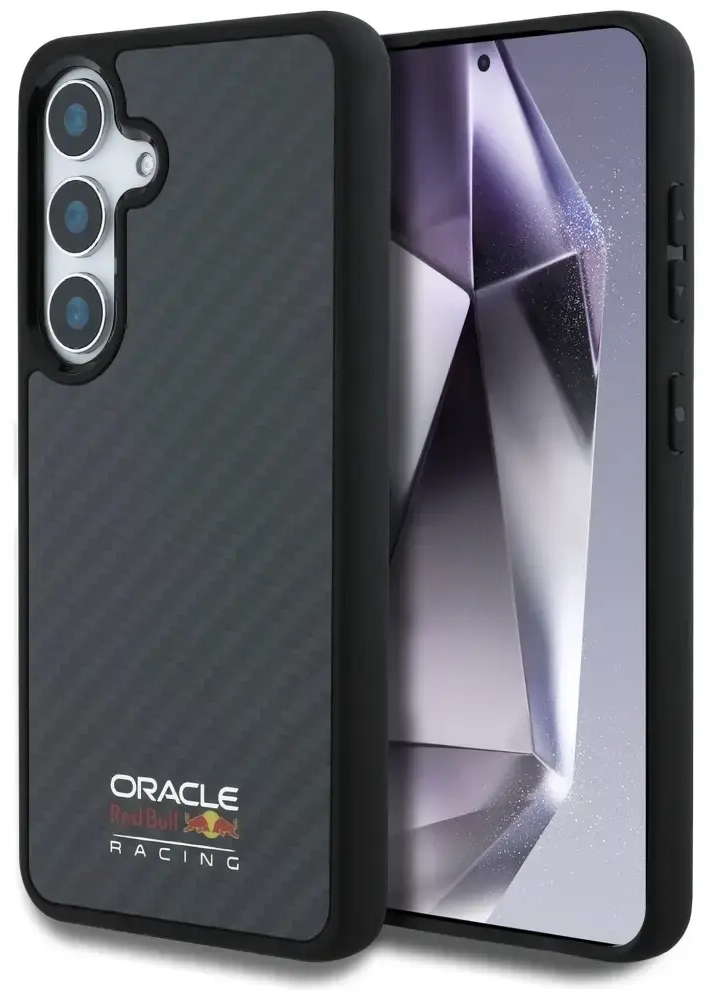 Red Bull Real Carbon Fiber Shiny Logo MagSafe Case for Samsung Galaxy S25 Black
