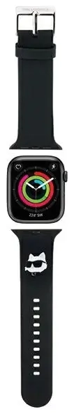 Karl Lagerfeld Pasek KLAWMSLCNK Apple Watch 38|40|41mm czarny|black strap 3D Rubber Choupette Heads