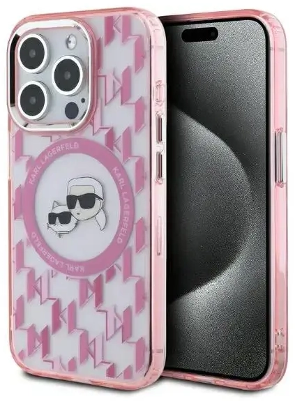 Karl Lagerfeld KLHMP15XHMCKMHP iPhone 15 Pro Max 6.7" różowy|pink IML Monogram Karl&Choupette Head MagSafe
