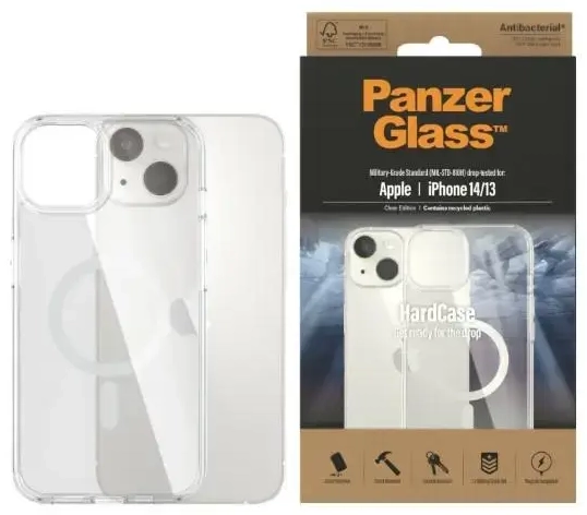 PanzerGlass HardCase iPhone 14|13 6,1" MagSafe Antibacterial Military grade transparent 0409