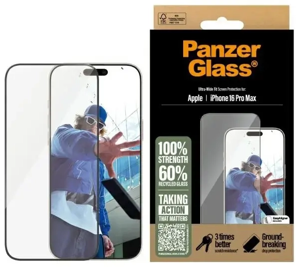PanzerGlass Screen Protector iPhone 16 Pro Max 6.9" Ultra-Wide Fit 2864