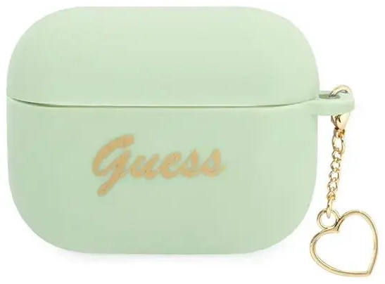 Guess GUAPLSCHSN AirPods Pro cover zielony|green Silicone Charm Heart Collection